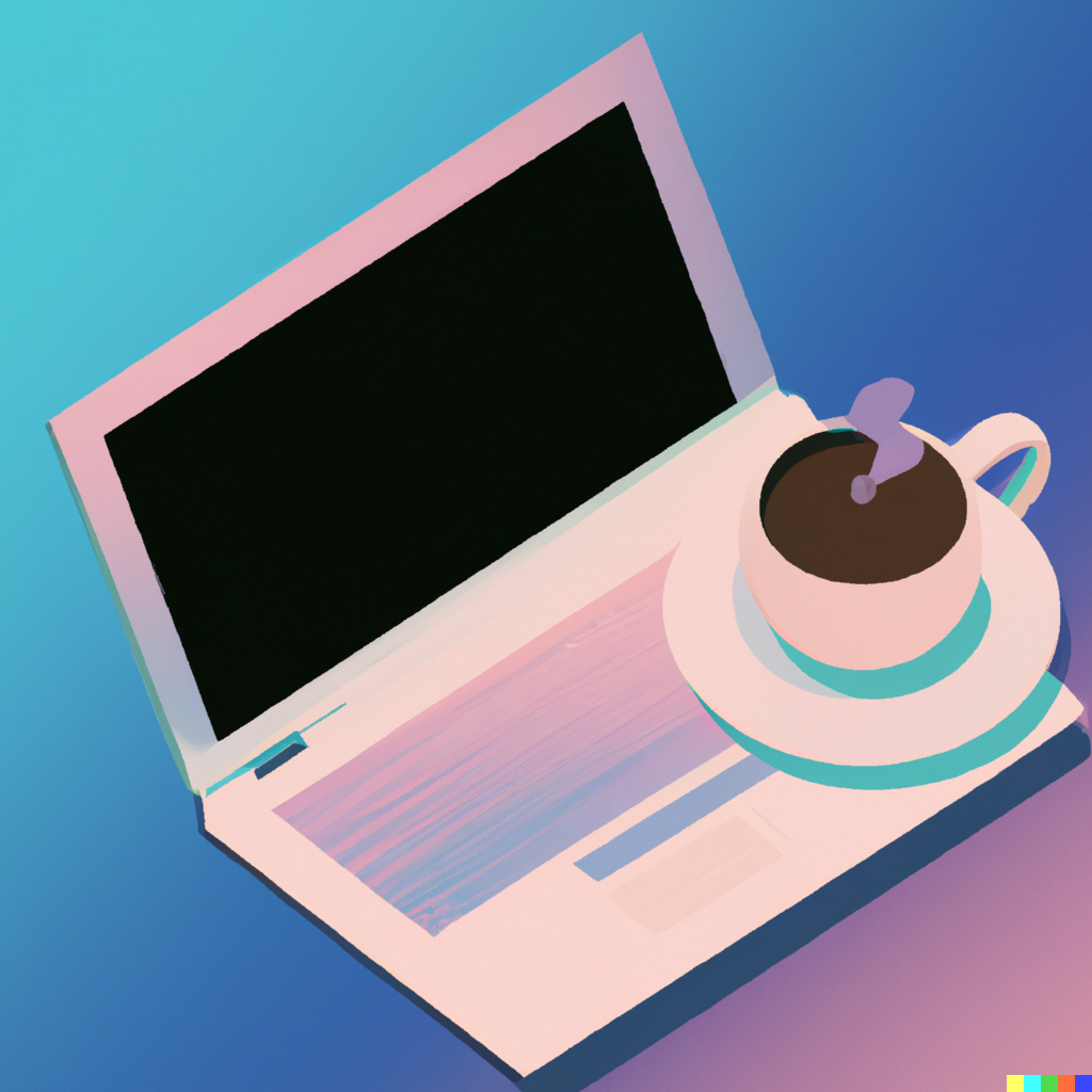 Computer and Coffee image generated with DALL-E